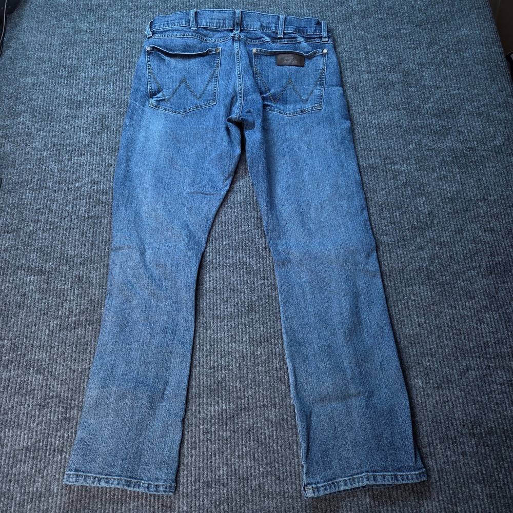 Wrangler Retro Slim Boot Jeans Mens 35x32 Blue Denim Western Cowboy Casual - Picture 4 of 10